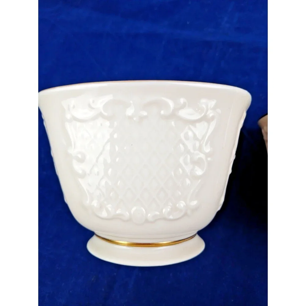 Lenox Canterbury Candy Dish Set Ivory Cream Gold Trim Porcelain